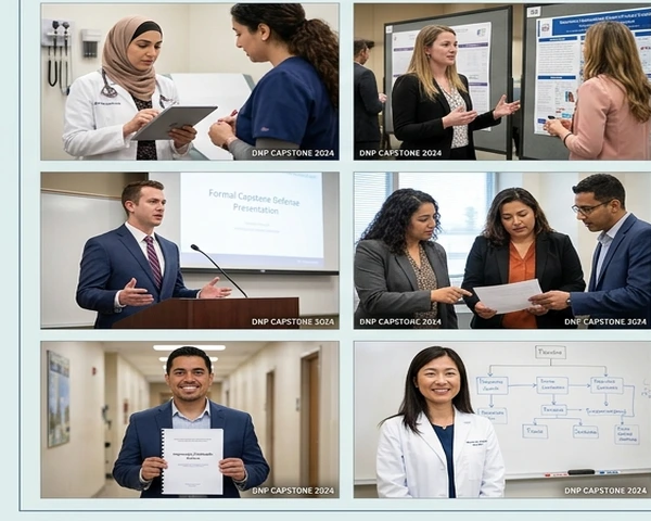DNP nursing student working on capstone project with faculty advisor